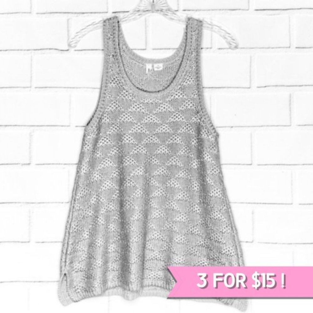ANTHROPOLOGIE》MOTH》Metallic Knit Tank Top Silver